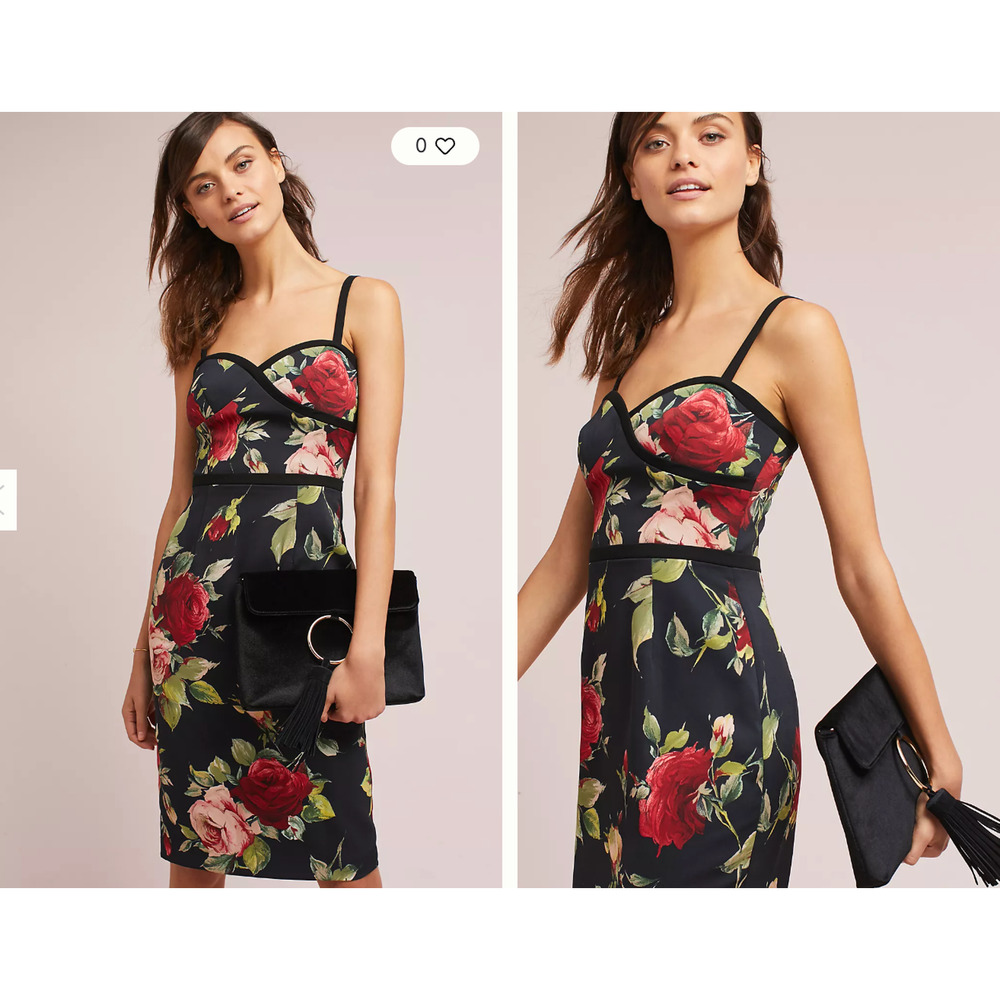 Black Halo Daria Floral Midi Dress - Black and Red